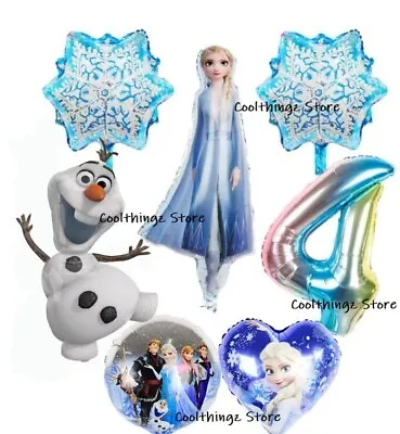 Disney FROZEN Large Balloon Set For 4th Birthday Party FOIL Princess Elsa AGE 4 • £9.99