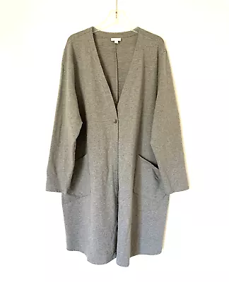 Pure J.Jill Women Cardigan 3X Gray Button Relaxed Longline Vneck Pockets Stretch • $39.99