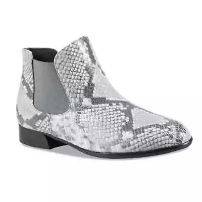 MUNRO Cate Water Resistant Chelsea Boot Grey Snake Print Leather Size 6.5 • $36