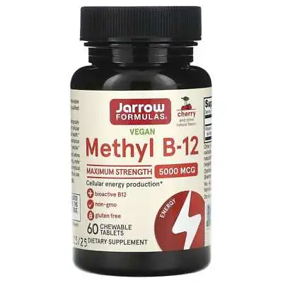 Jarrow Formulas Vegan Methyl B-12 Max Strength Cherry 5000 Mcg 60 Chew Tab • £32.08