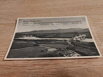 Real Photo Postcard Of The Two Menai Straits Bridges With Welsh Translation • £2.99