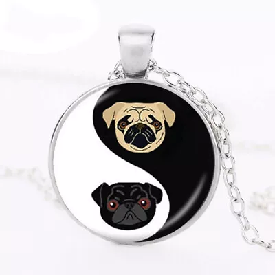 Yin Ying Yang Pug Dog Pet Sign Symbol Necklace Pendant + Free Gift Bag • £5.99