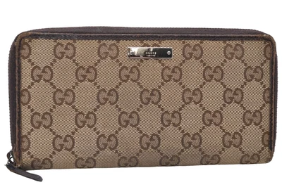 $26.50 • Buy Authentic GUCCI Long Wallet Purse GG Canvas Leather 112724 Brown 7364D