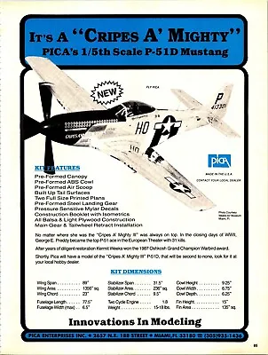 PICA P-51D Mustang RC Airplane Vintage 1986 Print Ad Ephemera Wall Decor • $17.99