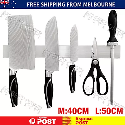 Stainless Steel Magnetic Knife Holder Rack Knives Tool Shelf Magnet 40/50cm AU • $18.95