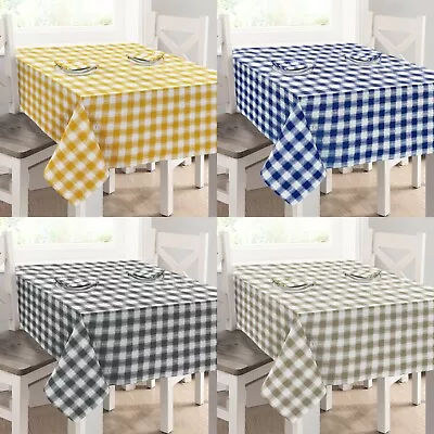 Seersucker Stripe Gingham Check Tablecloth Cotton Dining Kitchen Table Linen • £17.95