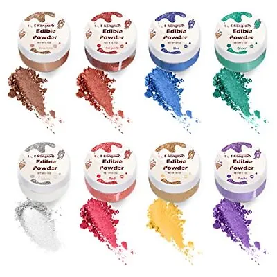 Luster Dust Set 8 Colors E-Kongton Edible Glitter For Drinks Cakes Decorating... • £21.73