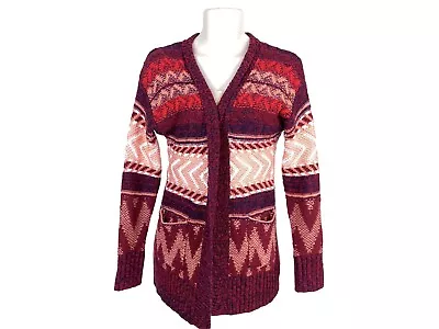 Womens Mossimo Sz L Multicolor Open Cardigan Long Sleeve Knit Sweater • $9.99