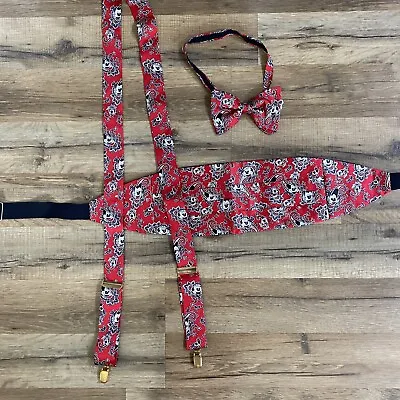 Vintage Mickey Mouse 3 Piece Bow Tie Suspenders Cumberbund • $8.06