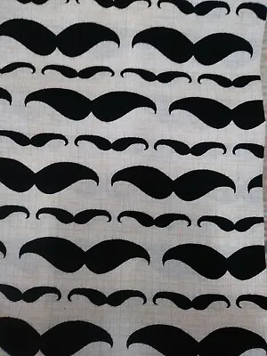 New Fabric FQ MUSTACHE BLACK & OFF WHITE Crafts Quilt Cotton Fat Quarter 18x21  • $1.99