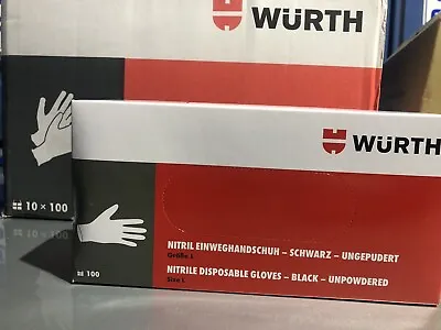 Wurth Nitrile Disposable Gloves Powder Free Black Strong Mechanic Tatoo X100 Med • £11.99