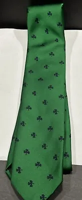 Robert Talbott - Green Irish Necktie W Shamrocks USA 52” - Hand Sewn St. Patrick • $17.99