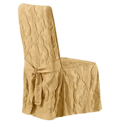 Sure Fit Matelasse Damask Long Dining Chair Slipcover Gold Washable • $39.95
