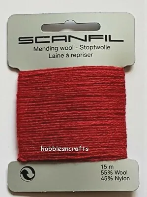 WINE Scanfil Thread For Darning & Mending - 55% Wool 45% Nylon 15 Metres • £2.05
