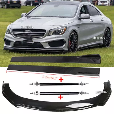 For Mercedes-Benz C200 C300 Front Bumper Lip Spoiler+ Side Skirt + Strut Rods • $149.89