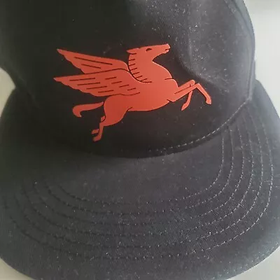 BLACK Mobil 1 Hat Pegasus Logo Snap Back Baseball Game Cap NEW AS SHOWN • $13.99