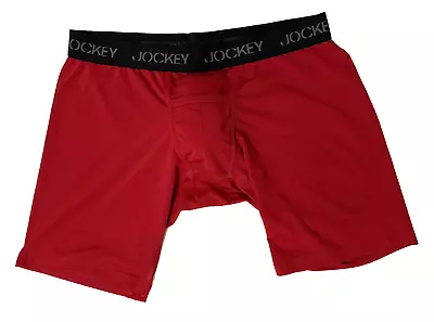 JOCKEY Boxer Brief Mens L 36 -38 9  Ins Red Poly/Spdx Stretch Lightwt NEW • $5.74