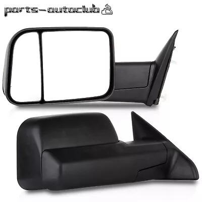 Black Manual Towing Side View Mirrors Pair Truck For 2009-2015 Dodge Ram Pickup • $105.44