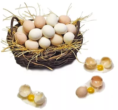 Dollhouse Miniature Basket Of Eggs - Handmade 1:12 Scale • $33