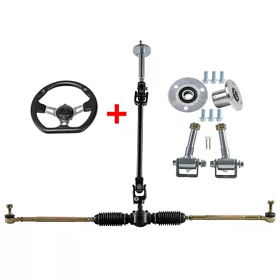 Front Steering Gear Rack Shaft Kit +3 Stud 5  Wheel Hub Spindle Go Kart ATV Quad • $215.46