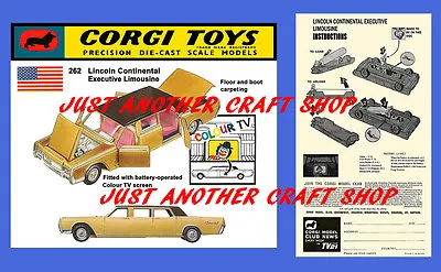 £4.79 • Buy Corgi Toys 262 Lincoln Continental Limousine Instruction Leaflet & Poster Sign 