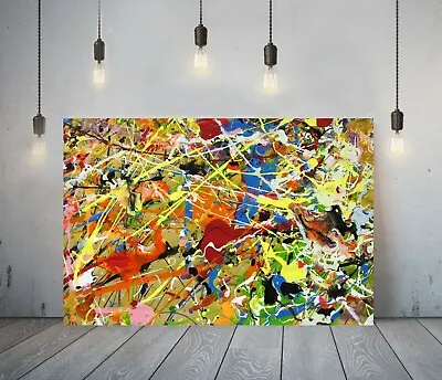£64.99 • Buy Jackson Pollock 16- Framed Canvas Artist Wall Art Paper Picture Print- Yellow