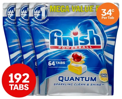 $77.97 • Buy 3 X 64pk Finish Powerball Quantum Dishwashing Tabs Capsules  Lemon Sparkle