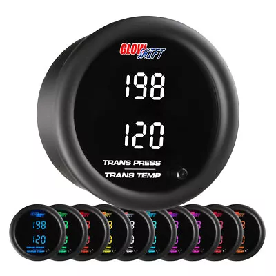 GlowShift 10 Color Digital Dual Transmission Pressure & Trans Temp Combo Gauge • $199.99