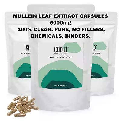 Mullein Leaf Extract Capsules 5000mg No Fillers No Binders Pure Natural Vegan • £104.99