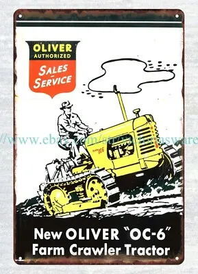 Oliver Farm Crawler Tractor Dealership Metal Tin Sign Home Goods Decor • $18.99