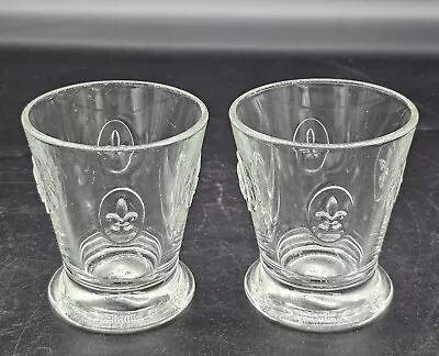 Pair Of La Rochere FLEUR DE LIS Double Old Fashioned Juice Glass Tumbler 4  8oz • $14
