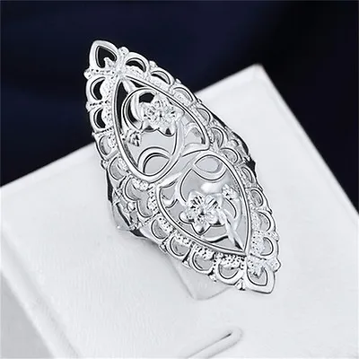 Fashion Cute 925 Sterling Silver Filled Hollow Big Ring Ladies Women Rings  Fh • £3.31