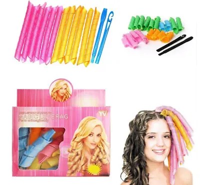 £5.99 • Buy Magic Hair Curlers Curly Rollers Styling Set Spiral Ringlet Hairband Tool 18pcs