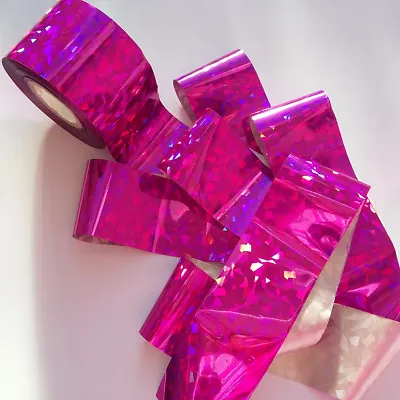 HOT PINK BROKEN GLASS Holographic Nail Art Foil Decoration Wrap Transfer Sticker • £1.90