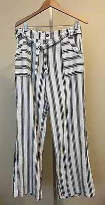 O'Neill Womens Gray And White Striped Wide Leg Pants Size XL • $13.64