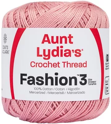 3 Pack Aunt Lydia's Fashion Crochet Thread Size 3-Soft Mauve 182-1040 • £15.10