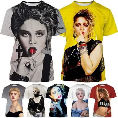 Sexy Singer Madonna Unisex 3D Womens/mens Short Sleeve T-Shirt Casual Tops Tee • £10.79