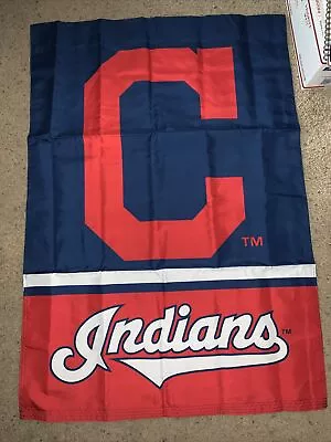 CLEVELAND INDIANS Banner Flag PREMIUM Indoor/Outdoor DOUBLE SIDED  ~NEW~ • $13.99