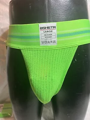 Old School Wide Band Jockstrap Supporter  Lime Neon Green Large • $13.25