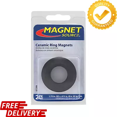 2 Pack Ceramic Ring Magnets 1.75 X0.865 X 0.25 Heavy Duty And Retrieving Magnets • $8.25