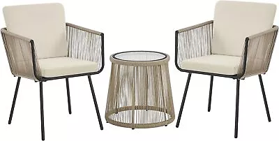 3-Piece Patio Furniture Set Outdoor PE Rattan Wicker Bistro Set For Poolside • $183.99