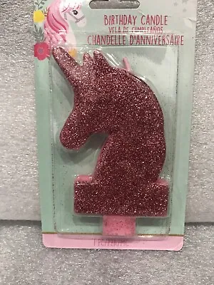 New Big Magical Unicorn PInk Glitter Candle Birthday Party Supplies Decoration • $6.99