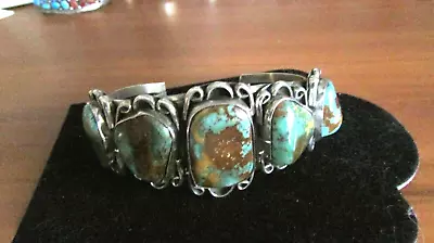 New Native American Lg.hachita 5 Stone Cuff Bracelet W/ Various Size Lg. Stones • $799