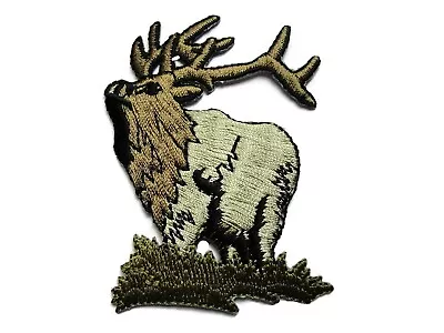 Majestic Elk Caribou On Grass Embroidered Iron On Patch Applique 2.88 Inch • $2.45