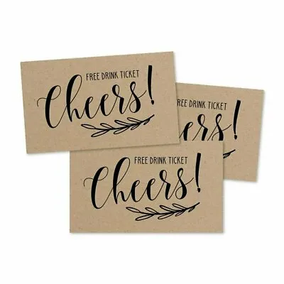 50 Kraft Rustic Drink Ticket Coupons For A Free Drink At Weddings Work... • $9.89