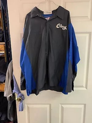 Vintage 90s Chevy Mechanic Auto Shop Shirt Men's 3XL-Reg Long Sleeve Blue/Grey • $24.99