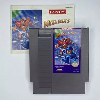 Mega Man 5 (Nintendo NES 1992) W/Manual - Tested • $247