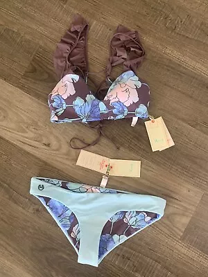 Maaji Reversible Floral Bikini Swimsuit Set Top XL Bottom L New With Tags • $49.99