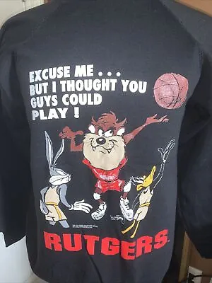Vintage 1995 Looney Tunes RUTGERS Sweatshirt New With Tags Medium NWT Basketball • $250