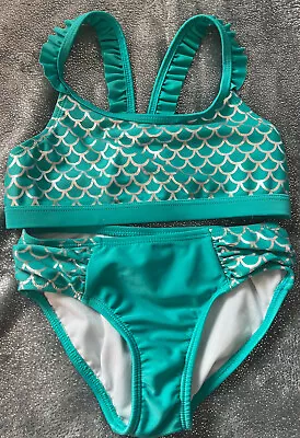 Cat & Jack 2 Piece Bikini Swimsuit Teal Green Mermaid Scales Size 6/6X • $15